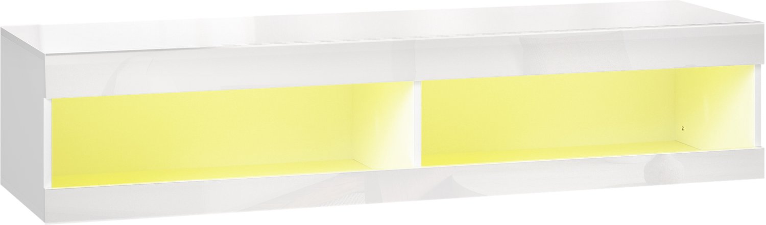 Homona Hängend tv-meubel - Met rgb led-verlichting en 2 opbergvakken - 140 x 40 x 30 cm - Hoogglans wit