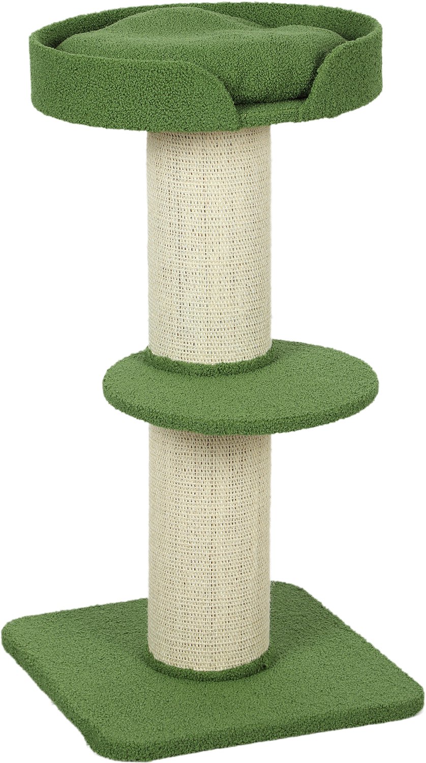 Pawona Krabpaal met kattenbed - Met sisalpalen en kussen - 45 x 45 x 91 cm - Groen