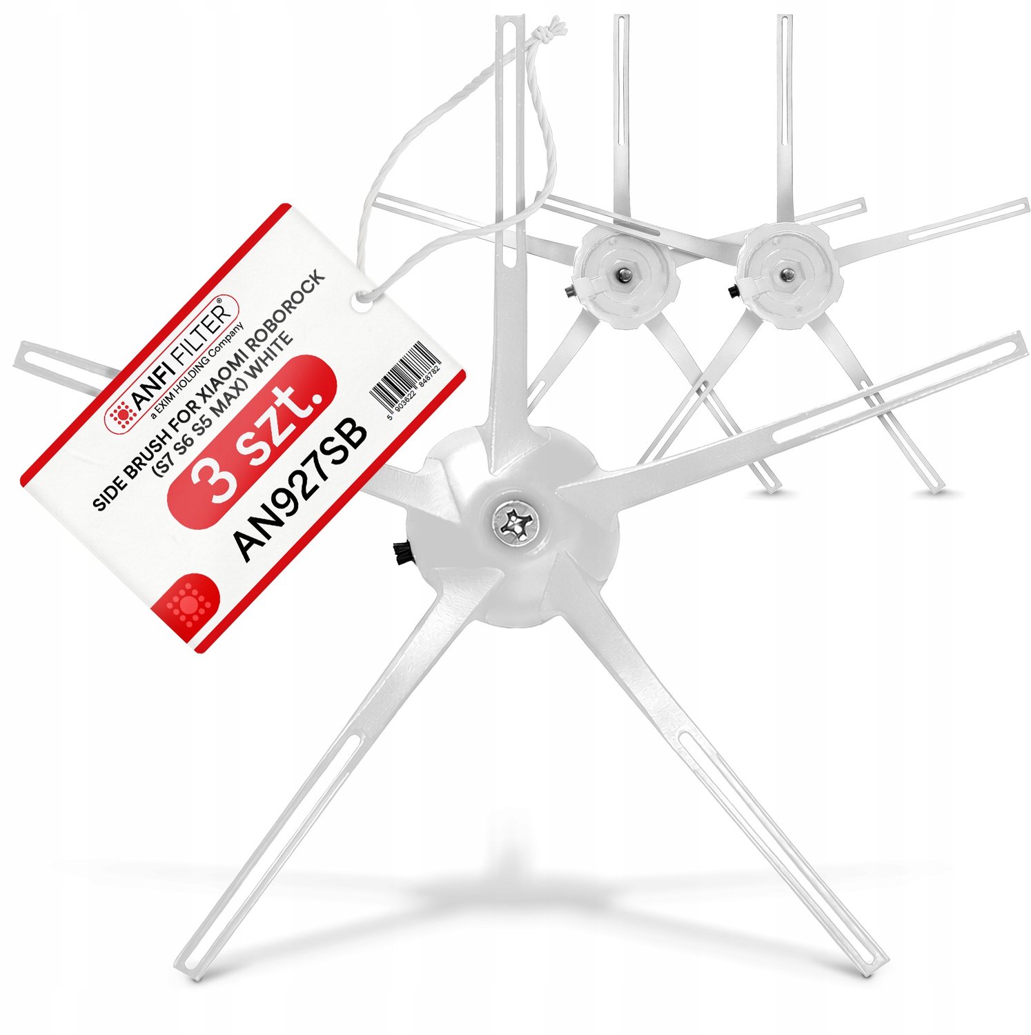 3x Witte Zijborstel voor Xiaomi Roborock S5 MAX S6 S7 E4 E5 Q5