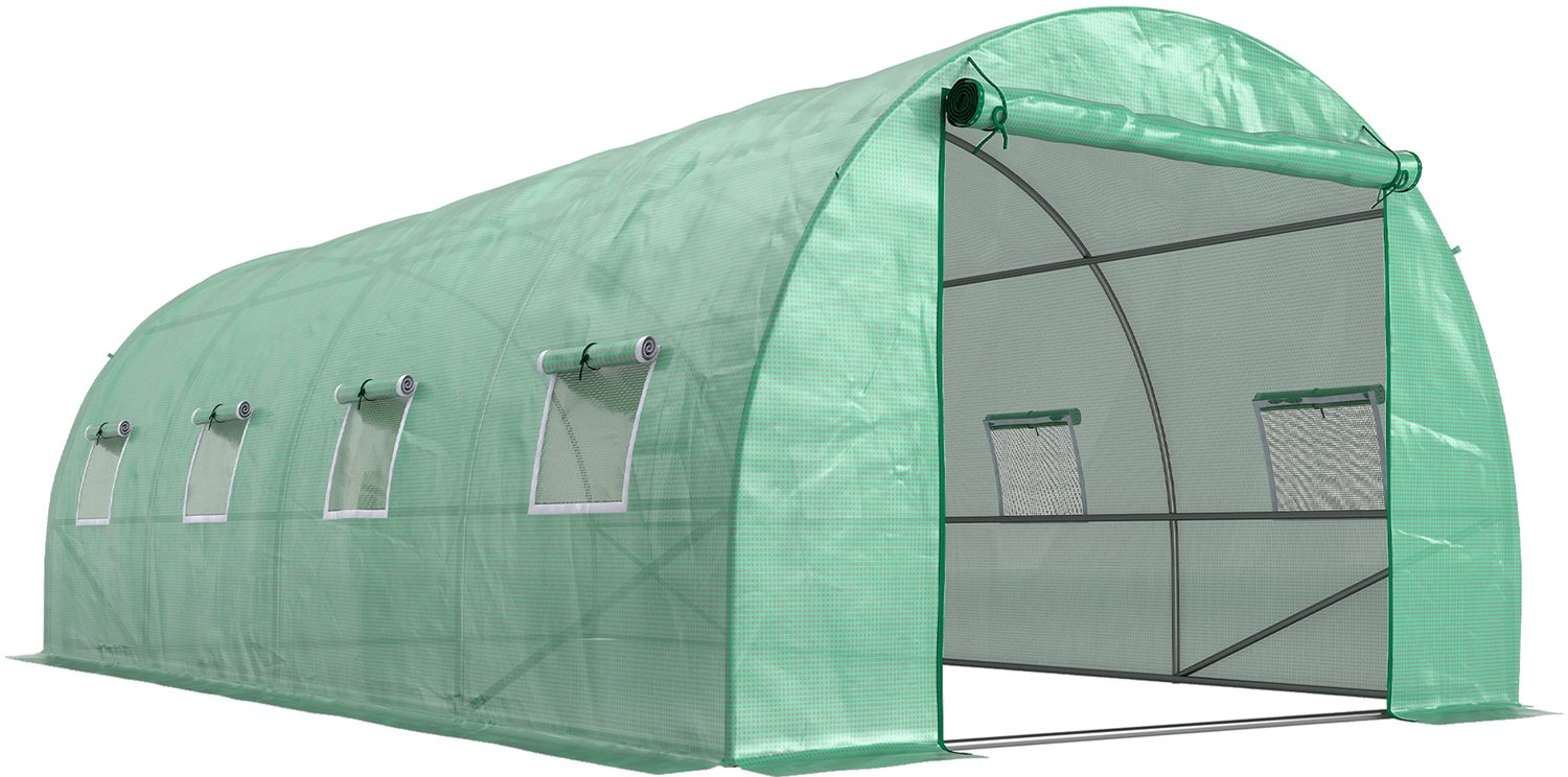 Sunona Foliekas - Begehbare tunnelkas met ritsdeur en ramen - 590 x 300 x 200 cm - Groen