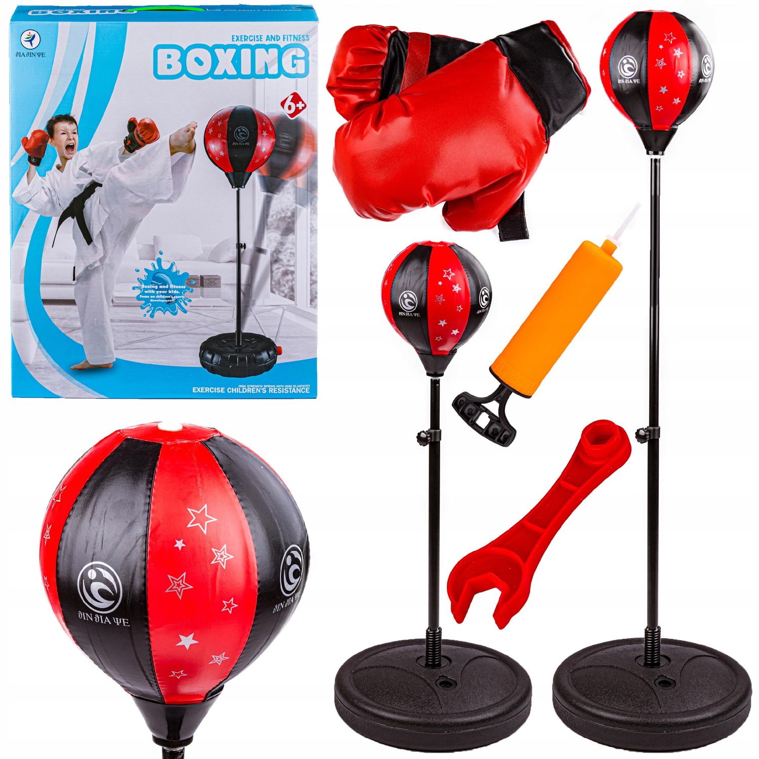 Kinder Bokszak Set met Handschoenen en Pomp - Verstelbaar 80-120 cm