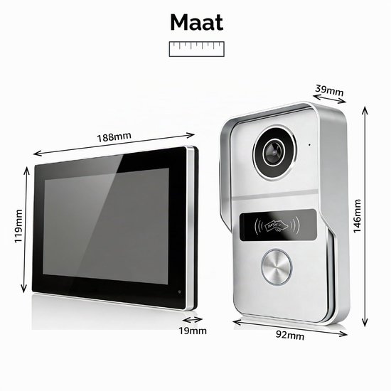 Videodeurbel Met Camera - 2-draads 7 Inch Touchscreen - Aluminium Behuizing - Nachtzicht En Tweerichtingsgesprek - Buitenbeveiliging — afbeelding 4