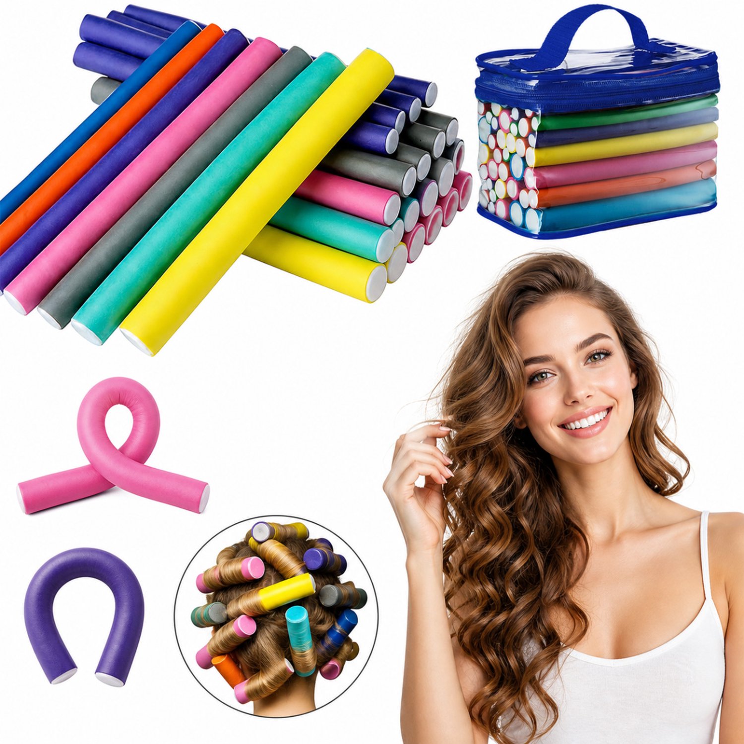 42x Flexibele Haarkrultangen Set - Kleurrijk & Zonder Hitte