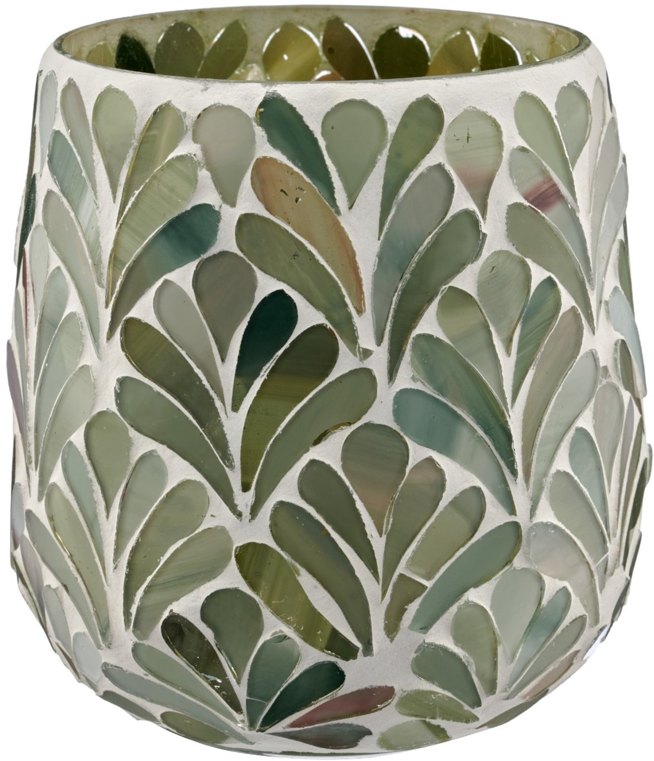 Gasper waxinelichthouder mozaiek 11 cm lichtgroen glas