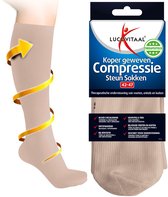 Lucovitaal Koper Geweven Compressie Steun Kousen (Licht beige) maat 42-47