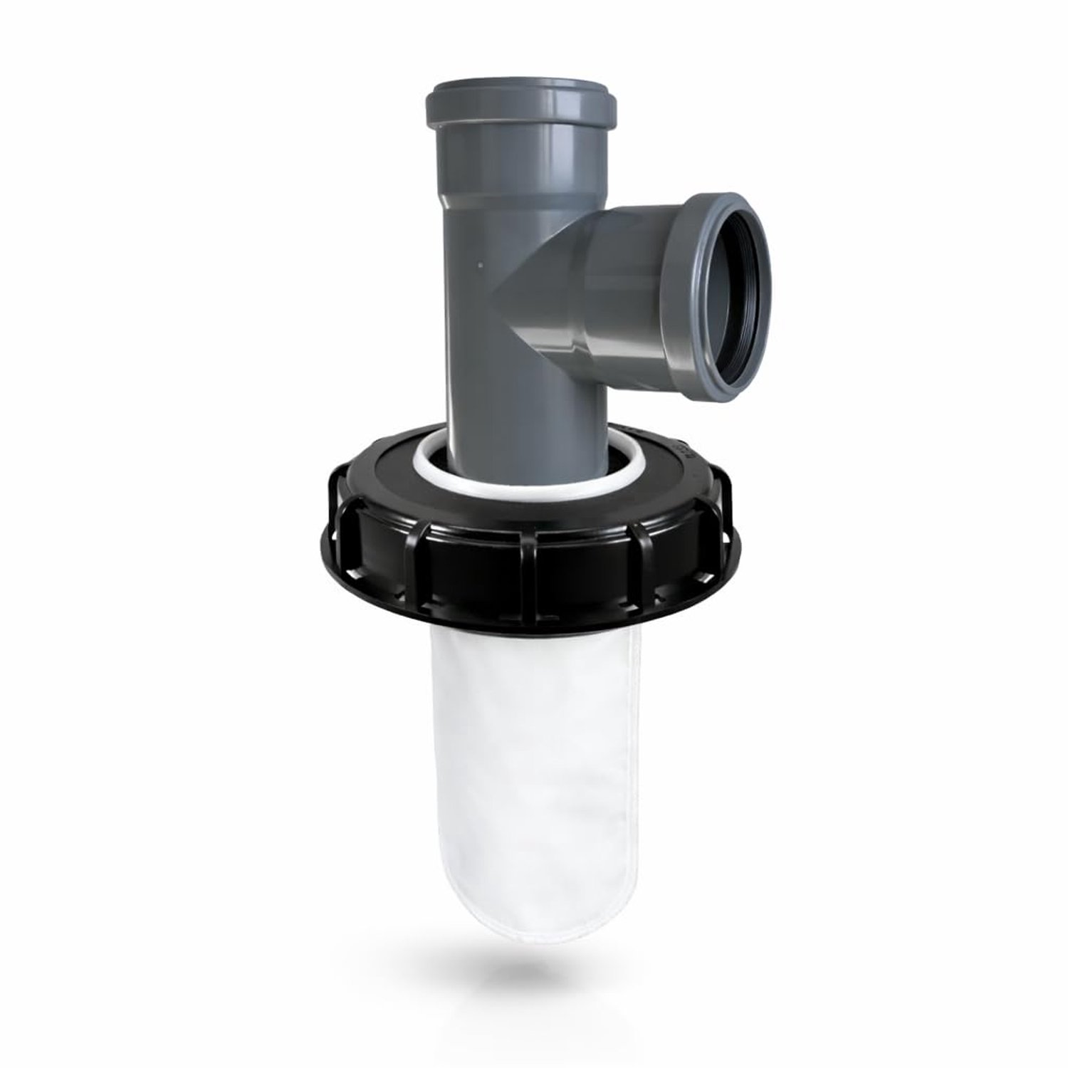 Famanu - IBC Regenwaterfilter - voorkomt vervuiling van regenwater - duurzaam kunststof - Wit/Zwart/Grijs 1 stuk