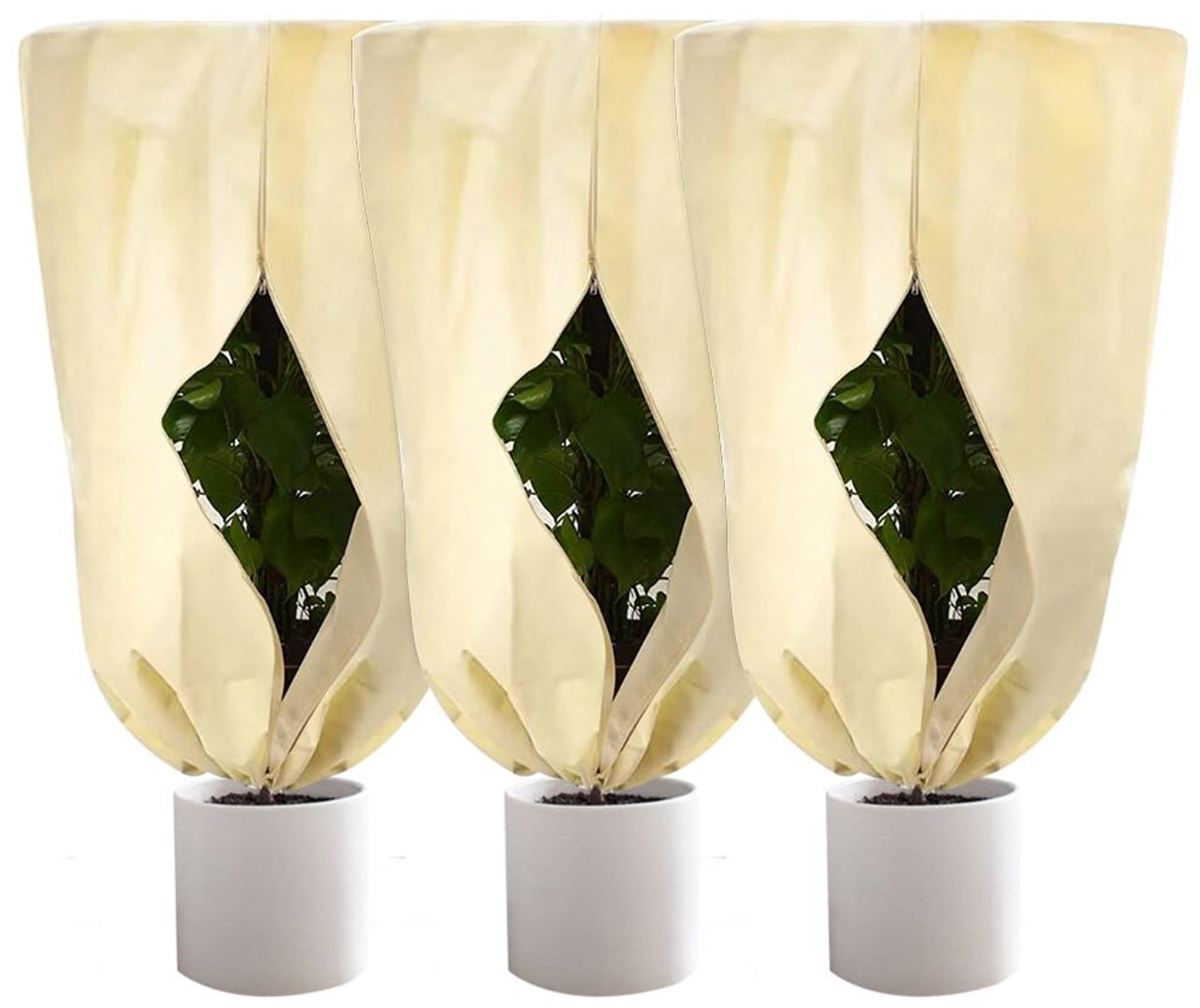 Famanu - Vorstbeschermingshoes voor planten - Bescherming tegen kou en vorst - Duurzaam polyethyleen - Groen 3 stuks