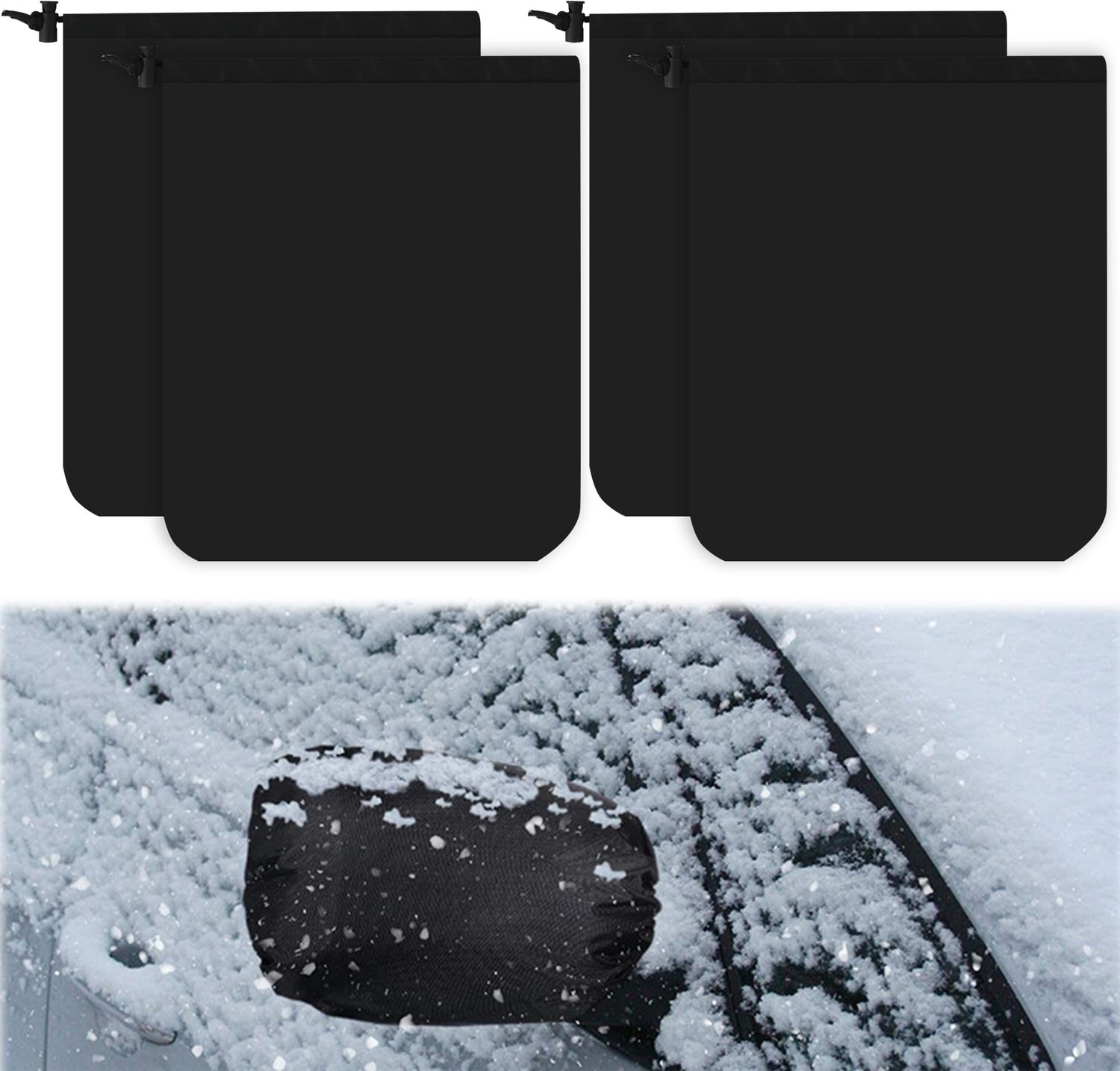 Famanu - Auto Zijspiegel Frostbescherming - Beschermt tegen ijs en sneeuw - Duurzaam Oxford stof - Zwart 2 stuks