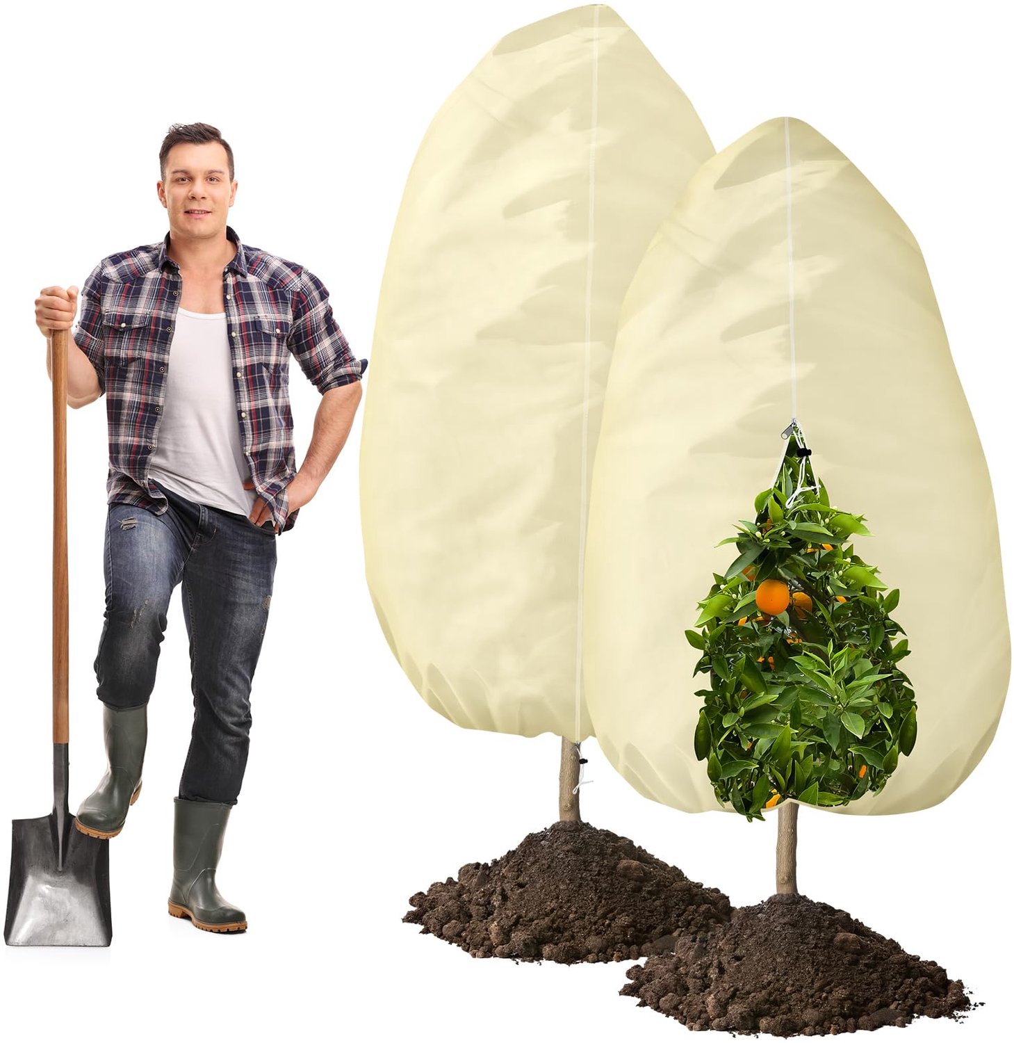 Famanu - Winterscherm voor planten - Bescherming tegen kou en vorst - Transparant 2 stuks