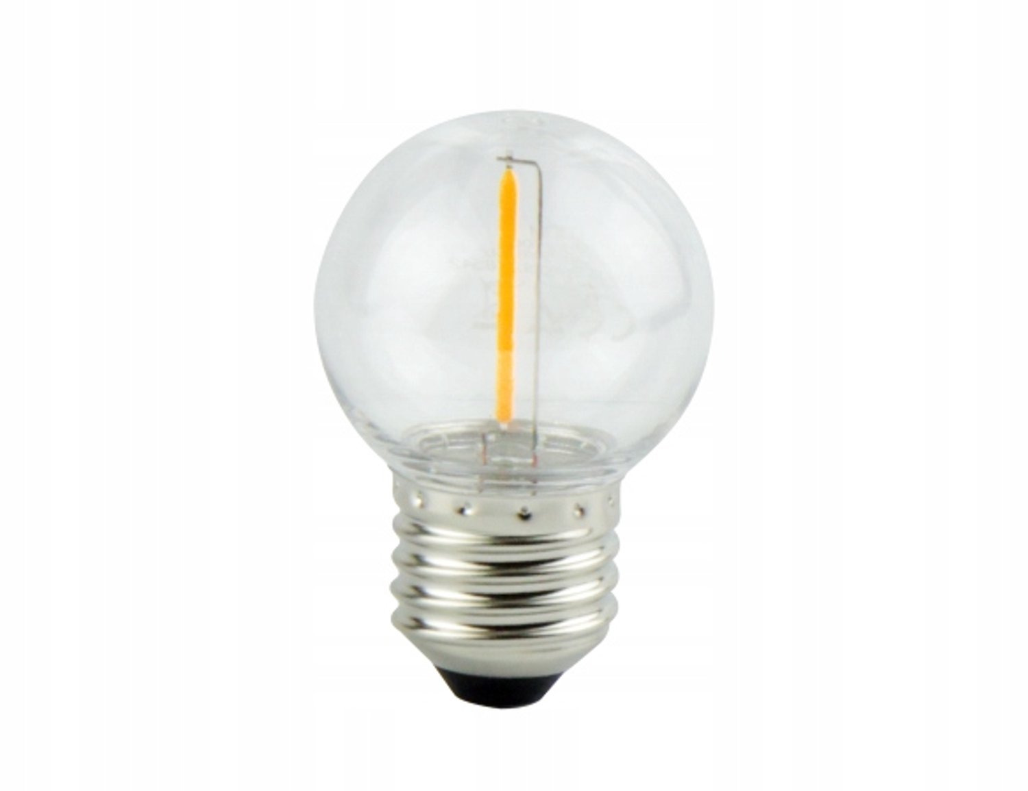 LED-lamp E27 230V G45 1W, FILAMENT, warm wit 2700K, 50lm, kunststof