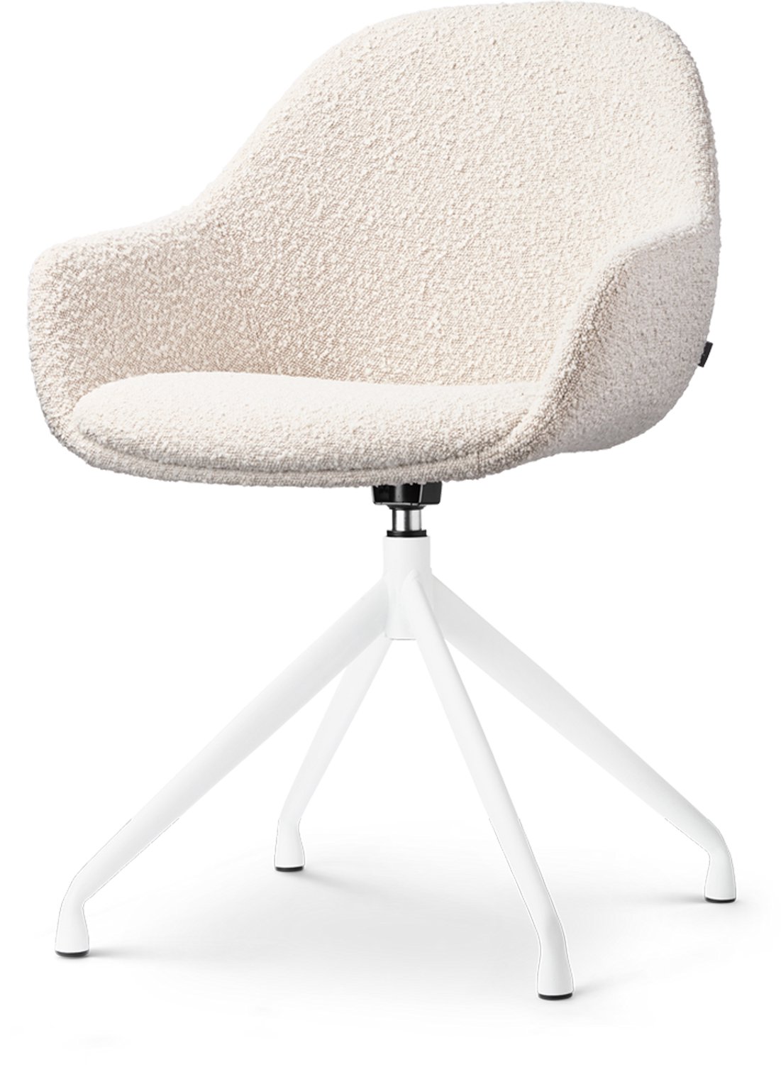 Nolon Nola-Mae Eetkamerstoel Draaibaar Bouclé Beige - met Armleuning - Stof - Wit Onderstel - Design - Scandinavisch - Comfortabel Bouclé - Beige - Wit onderstel