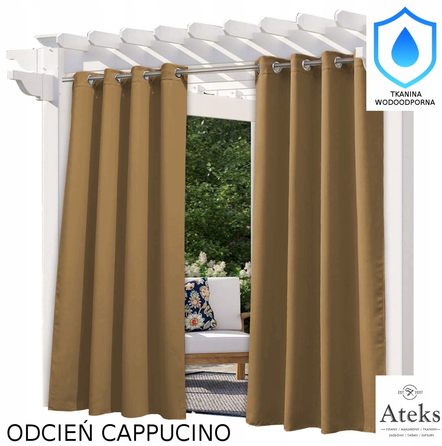 Waterdicht Tuindoek Gordijn Cappuccino 155x200cm voor Terras & Balkon