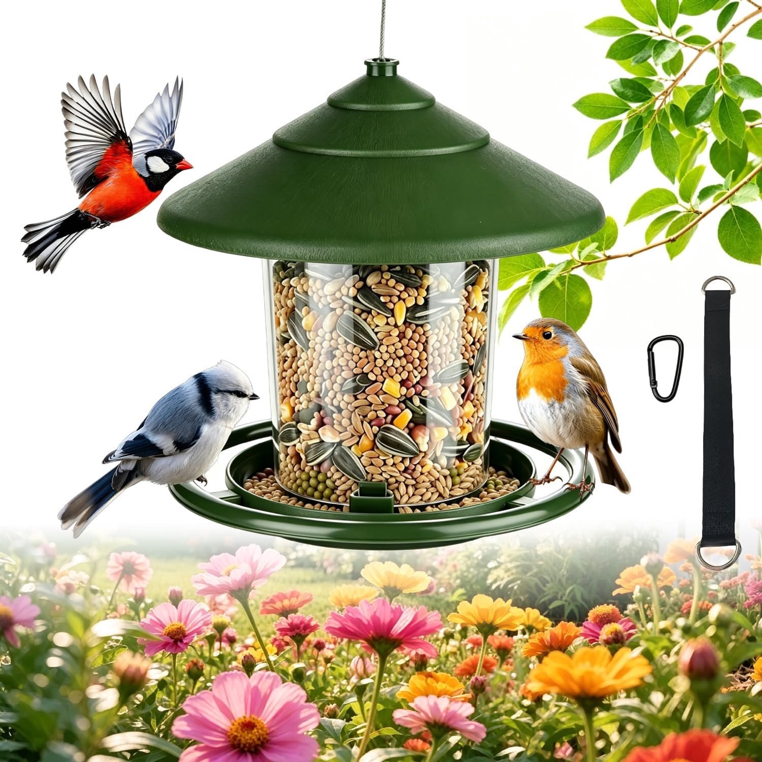 Vogeldispenser - Transparant - 1,5 l - Duurzaam PP+PVC - Voor Buiten