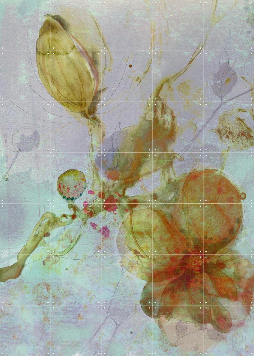 IXXI Be Wild, RAR Kramer - 100 x 140 cm - Grote wanddecoratie en posters - Gemengde Technieken, Gang, Slaapkamer, Bloemen, Planten, Wilde Bloemen Groen / Paars