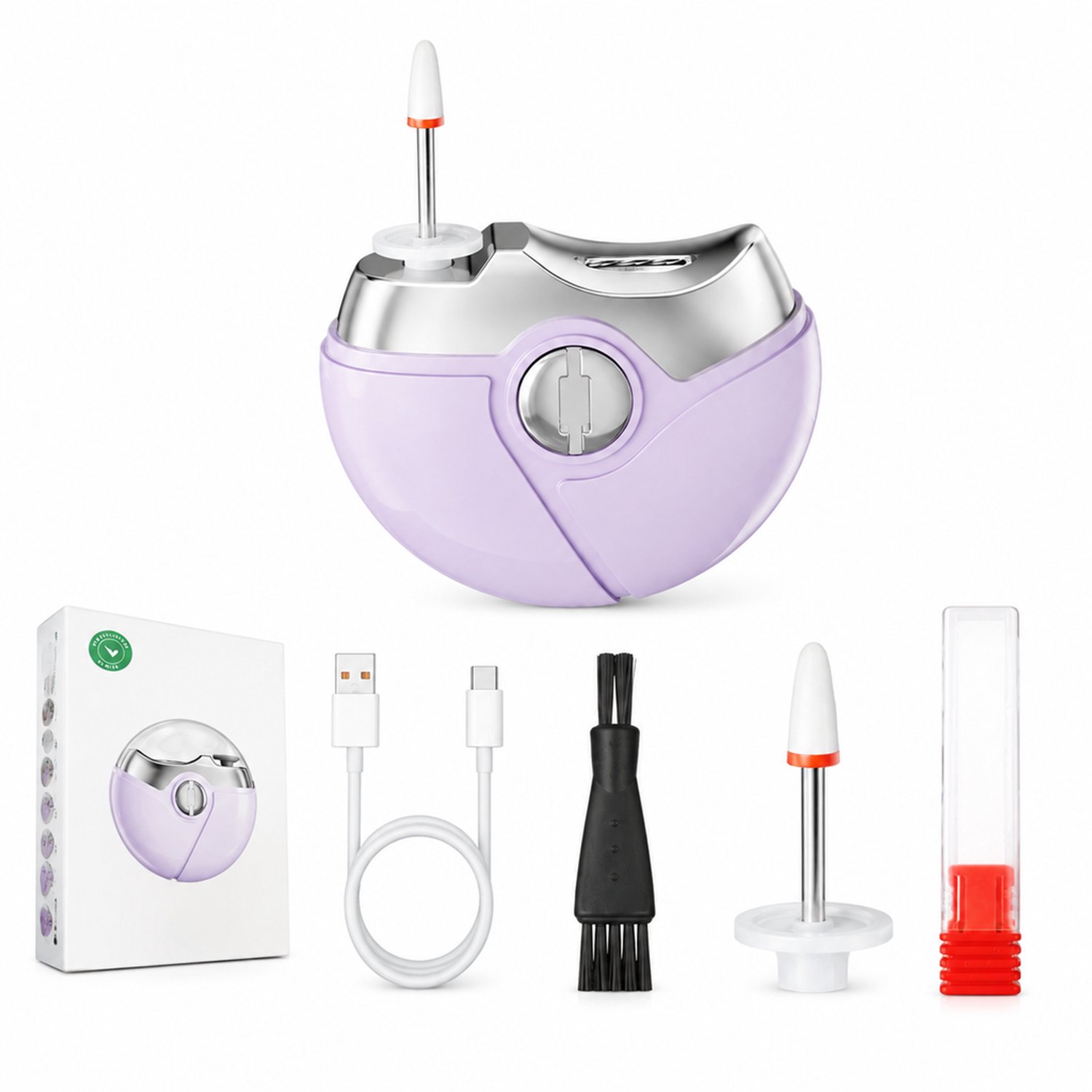 elektrische nagelknipper - model XN-288 - 3-in-1 - paarse uitvoering - met handleiding en oplaadkabel