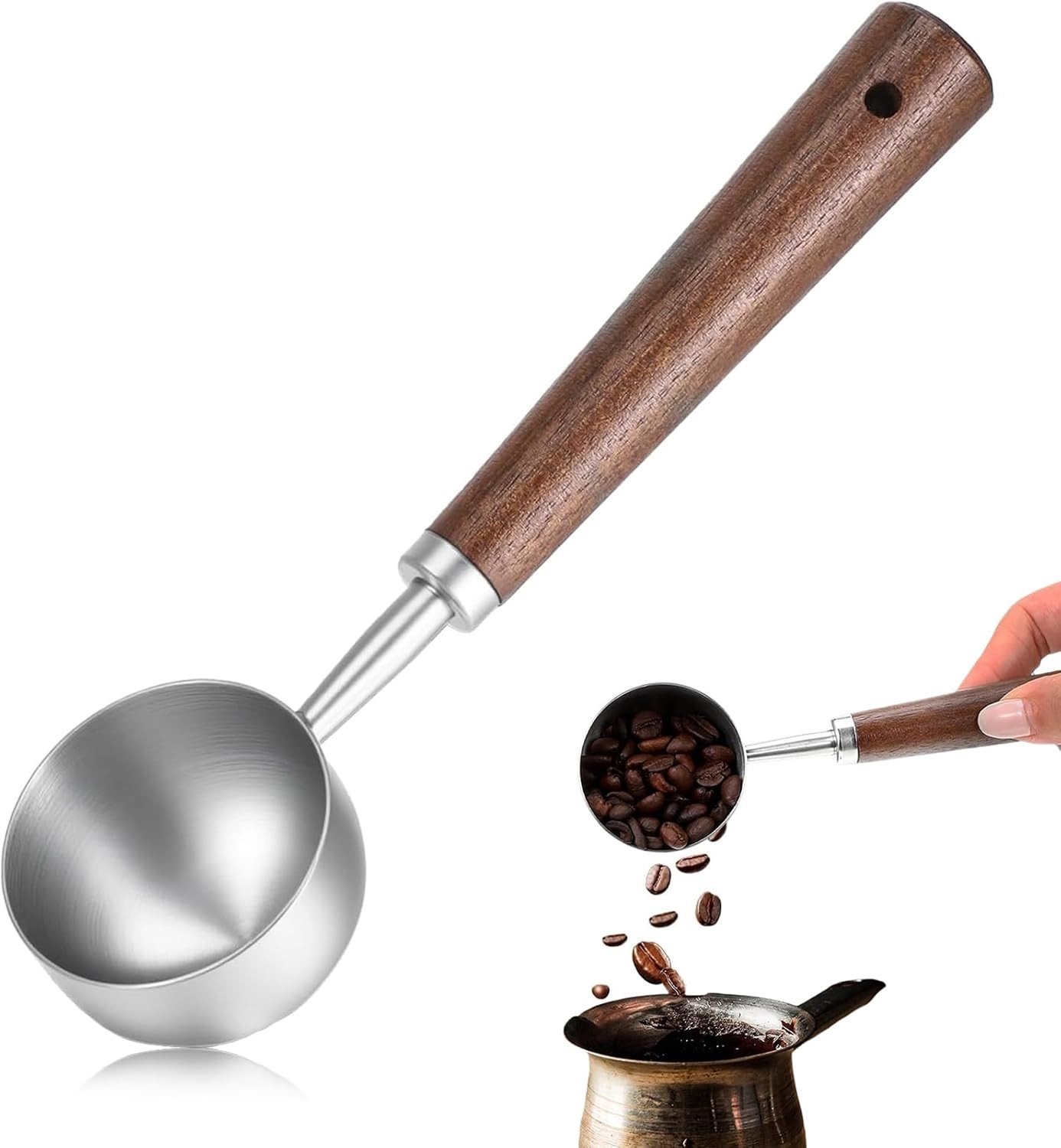 Maatschepje - Zilverkleurig - 15 ml - Roestvrijstalen Koffielepel met Lang Handvat - Voor Koffie en Keuken