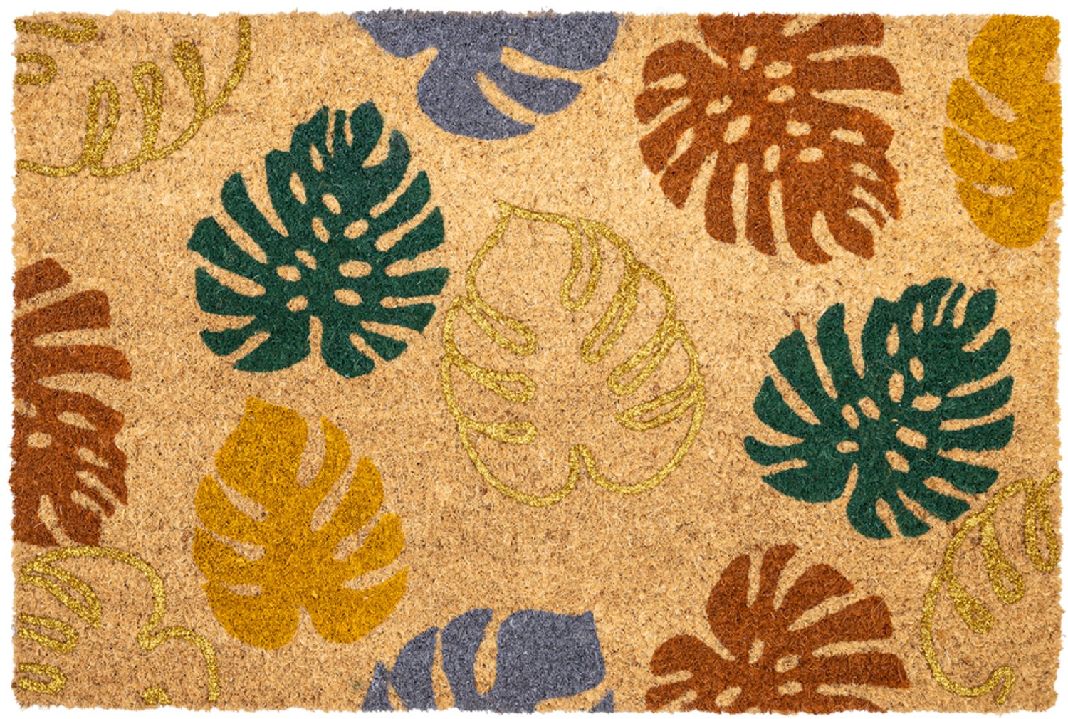 Ruco Glitter Leaves 40 x 60 cm - Kokosmat - Deurmat Binnen - Kokos Deurmat - Geïmplanteerd - Vinyl Onderzijde