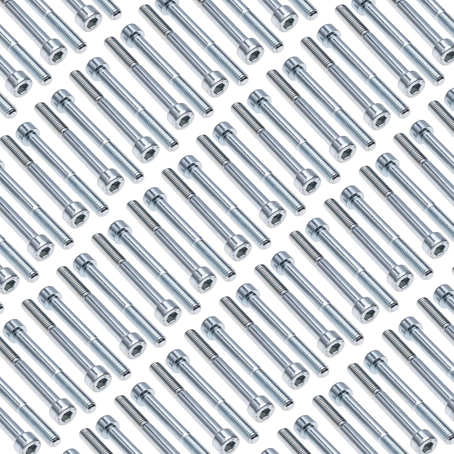 M10x50-8.8 (Pack van 5) Verzinkt Zeskant Inbusbouten Schroefdraad Bevestigingsmiddelen Cilindrische Zware Gecertificeerd Standaard DIN912 (10mm x 50mm)