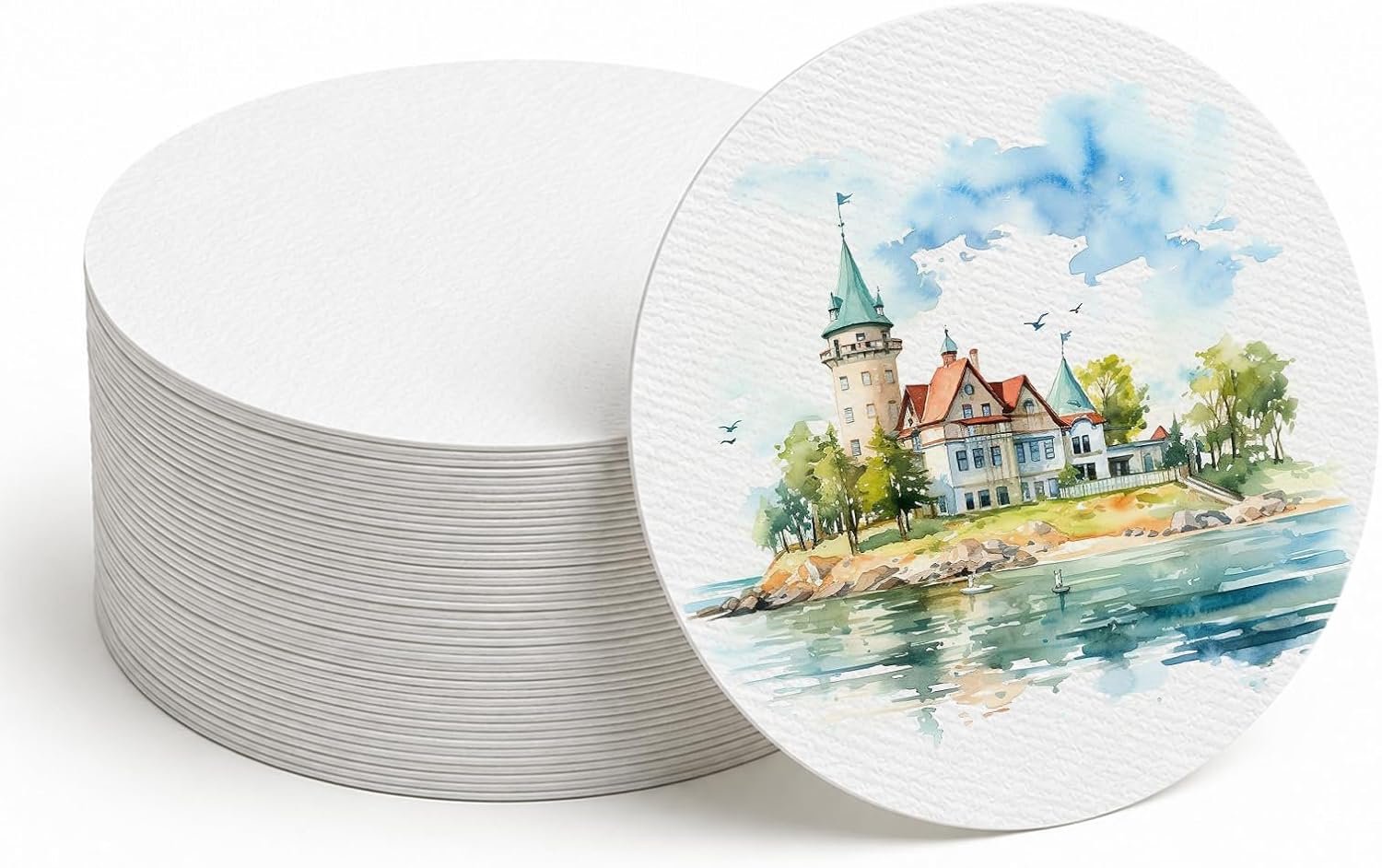 Aquarelpapier 300 g/m², blanco kaarten Ø12 cm voor DIY
