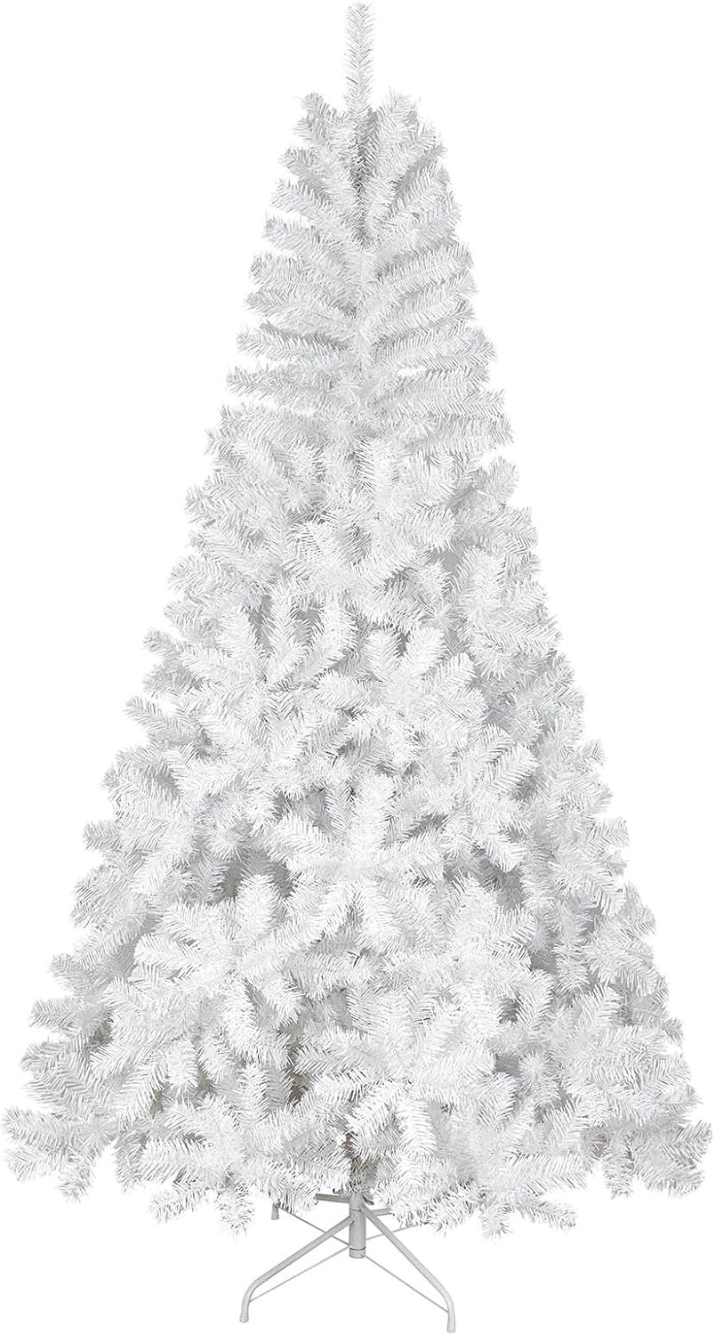 7ft witte kunstmatige kerstboom vakantie decoratie met massief metalen benen indoor outdoor 2.1 m…