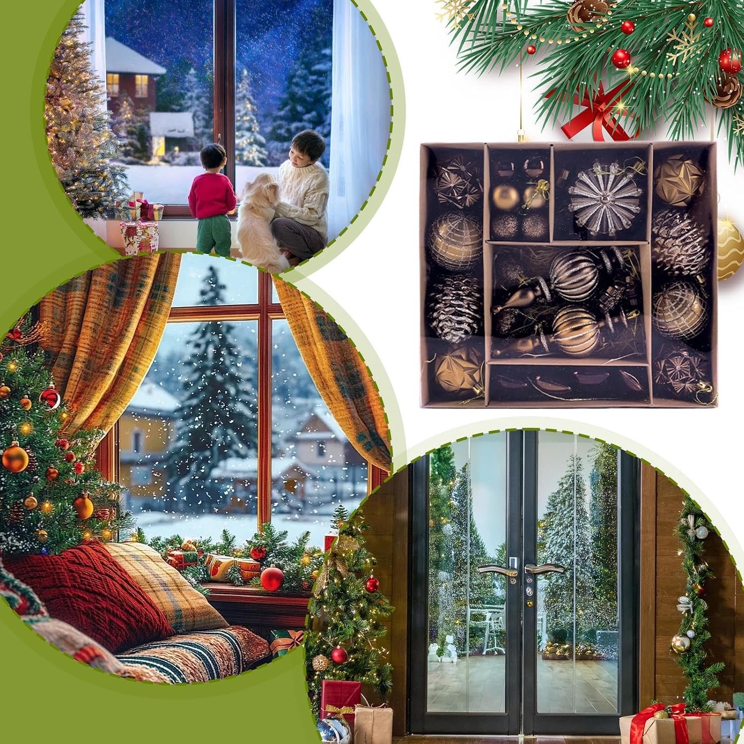 kerstballen - 73 stuks - brons goud - plastic materiaal - 2 tot 10cm - geschilderd ontwerp - kerstboom hangdecoratie - uil en dennenappel ornamenten - geschikt voor kerstfeest en interieur decoratie – foto 2