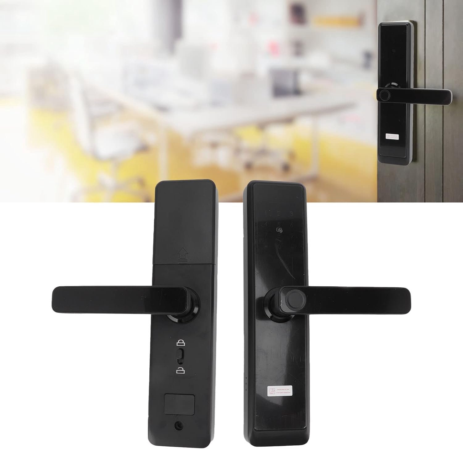 Slim Deurslot, Volautomatisch Elektronisch Vingerafdrukslot met APP-bediening, Antidiefstaltoegang, Zwart, Snelle Installatie-instructies voor Thuisappartementkantoorgebruikers