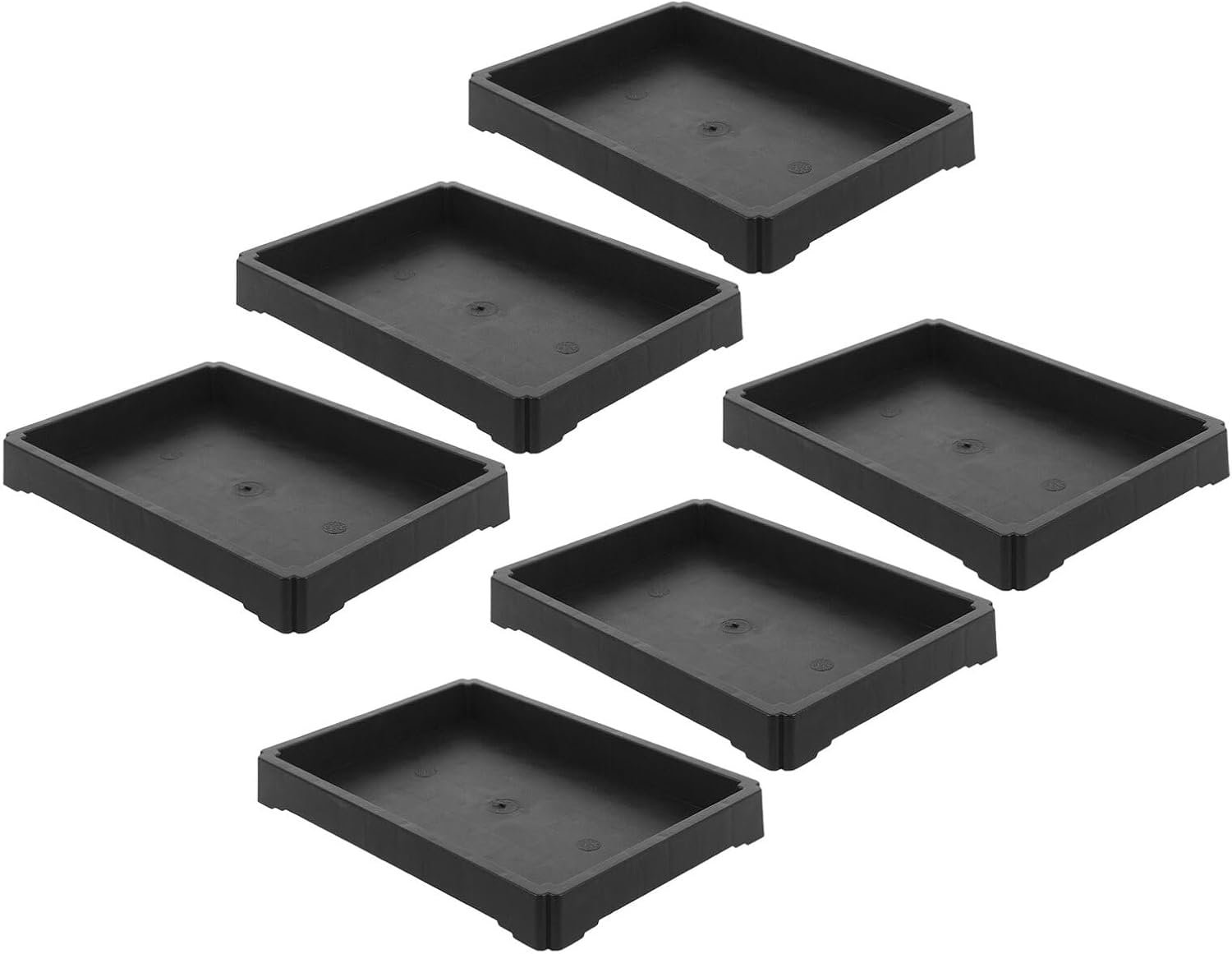 6 Stuks Delige Rechthoekige Resin Plantenonderzetters Wateropvangbakken voor Binnen Buiten Dikke Plantenbakschotel voor Succulenten Bonsai Moderne Minimalistische Tuinbasis