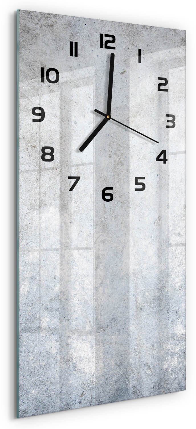 Tulup Wandklok - Specifieke achtergrond Gekleurde Glazen Klok - 30x60 cm - Grijs Glazen Klok Met Print - Zwarte handen - Rechthoekige Klok - Moderne Wandklok Glas - Wandklok Glas Decoratie