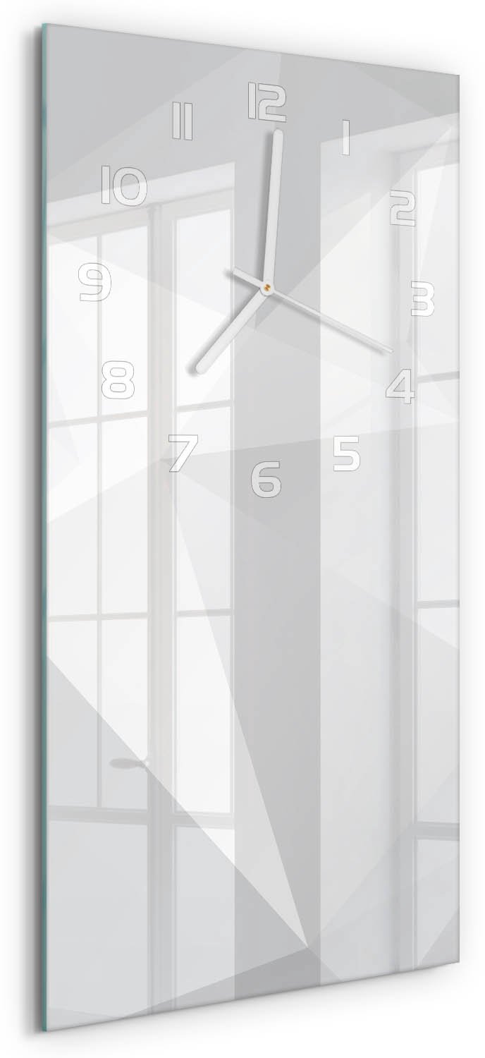 Tulup Wandklok - Abstracte achtergrond Klok Glas Met Opdruk - 30x60 cm - Wit Moderne Wandklok Glas - Witte handen - Rechthoekige Klok - Decoratieve Glazen Klok - Glazen Wandklok Design