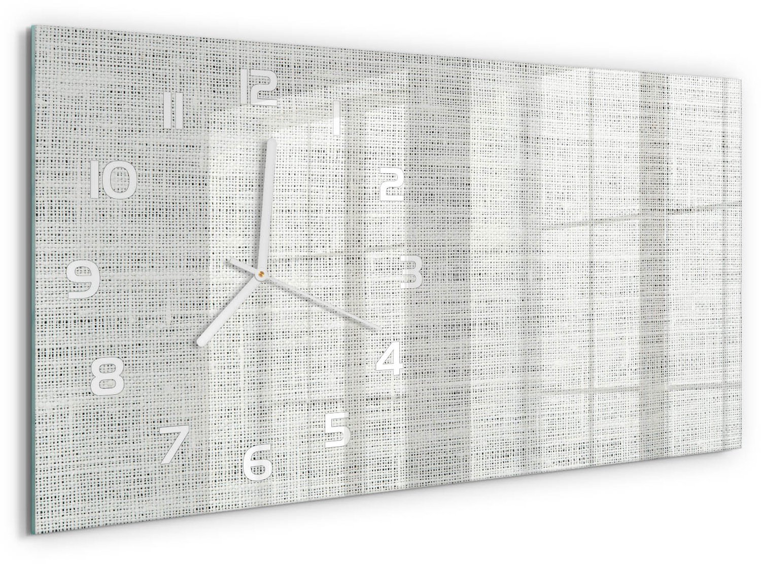 TULUP Wandklok - Wit linnen canvas Gekleurde Glazen Klok - 60x30 cm - Wit Glazen Klok Met Print - Witte handen - Rechthoekige Klok - Moderne Wandklok Glas - Wandklok Glas Decoratie