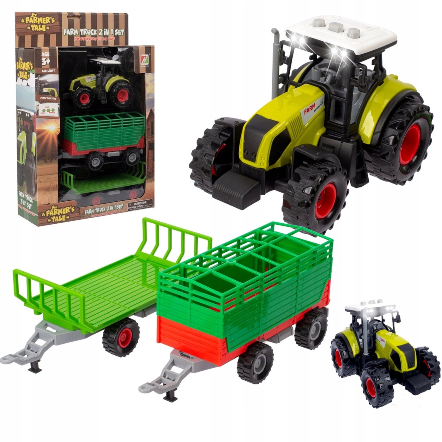 Boerderij Speelgoed Tractor met 2 Aanhangers - Licht & Geluid