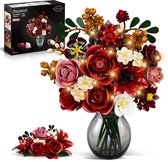 Simarrant Crimson Roos Bloemboeket Bouwsets – 758 Delen Met LED – Donkerrode Rozen – Bouw Spleegoed Voor Tieners & Volwassenen 12+