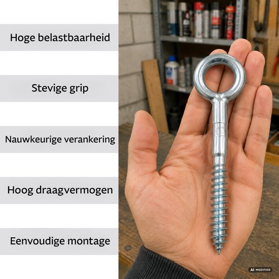 PARCO Schroefoog M12 x 120 mm – Verzinkt – Oogschroef voor Hout & Metselwerk – 5 Stuks