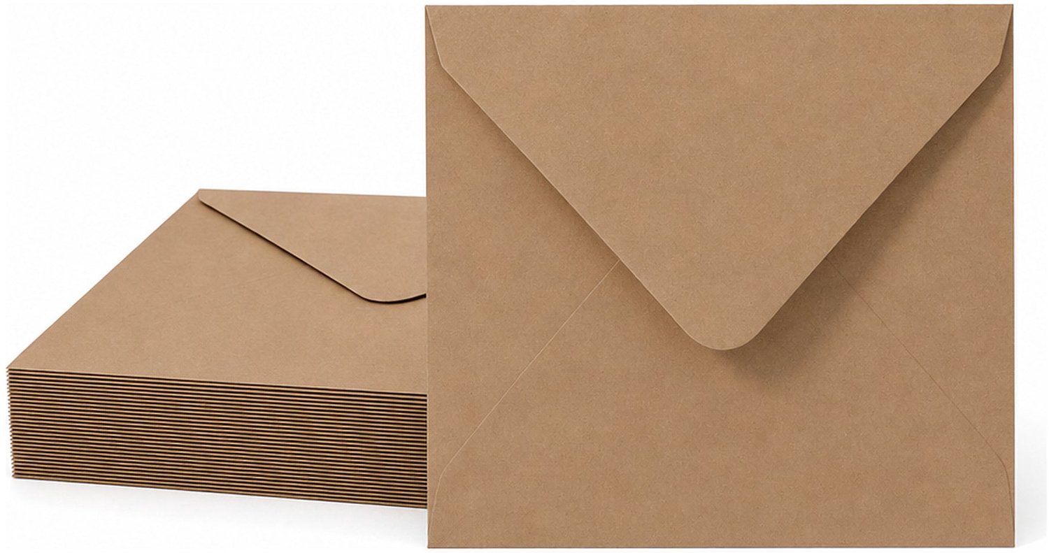 Enveloppen Bruin 12x12 cm - 100 stuks - 120 gram - Vierkante Enveloppen - Wenskaart Envelop