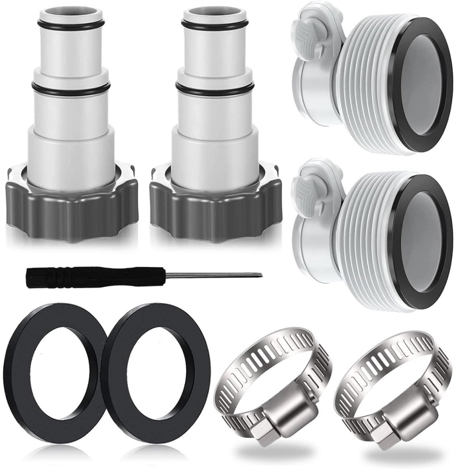 SSTRWGOOD Zwembadslangadapter geschikt voor Intex-zwembaden – 4-delige set – Geschikt voor Intex-zwembadaccessoires – Pompslangadapter – Aansluiting geschikt voor zwembadslangen van Ø 32 mm en 38 mm
