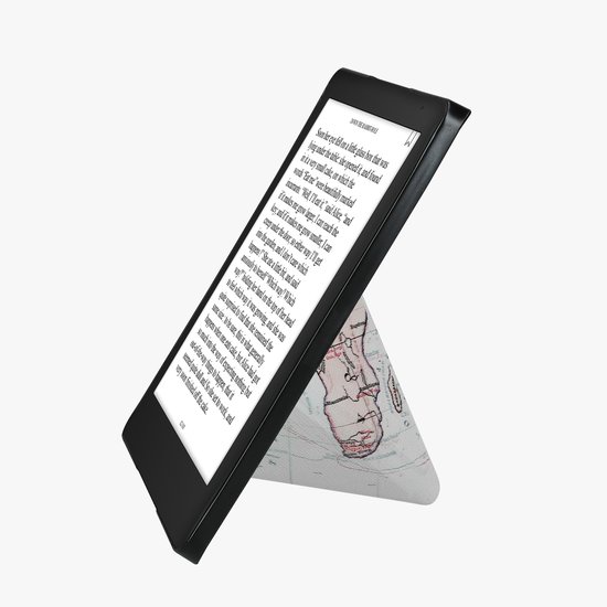 kwmobile e-reader hoesje geschikt voor Kobo Aura Edition 2 hoes - Ereader flip case met standaard - E reader cover van kunstleer - In zwart / meerkleurig — afbeelding 4