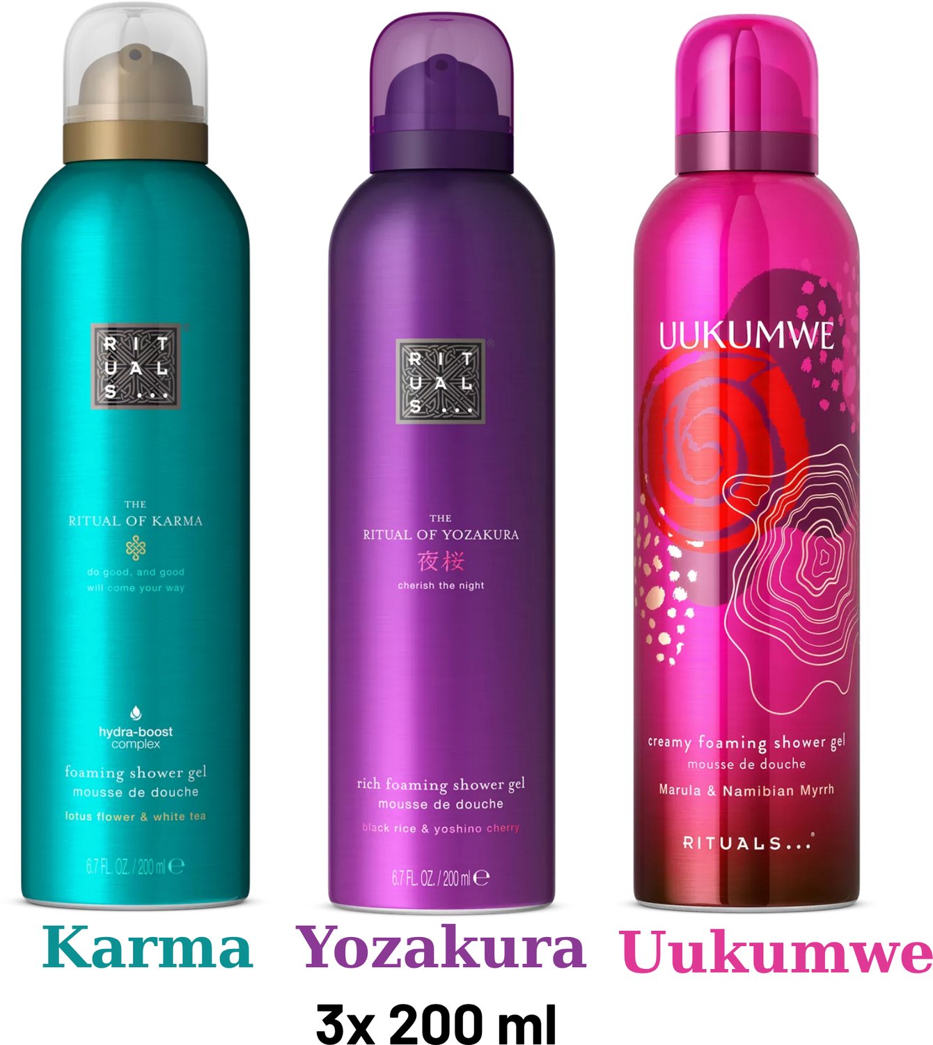 Rituals - Shower Gel Value Pack - Uukumwe 200 ml + Yozakura 200 ml + Karma 200 ml - Douchegel - Shower Foam