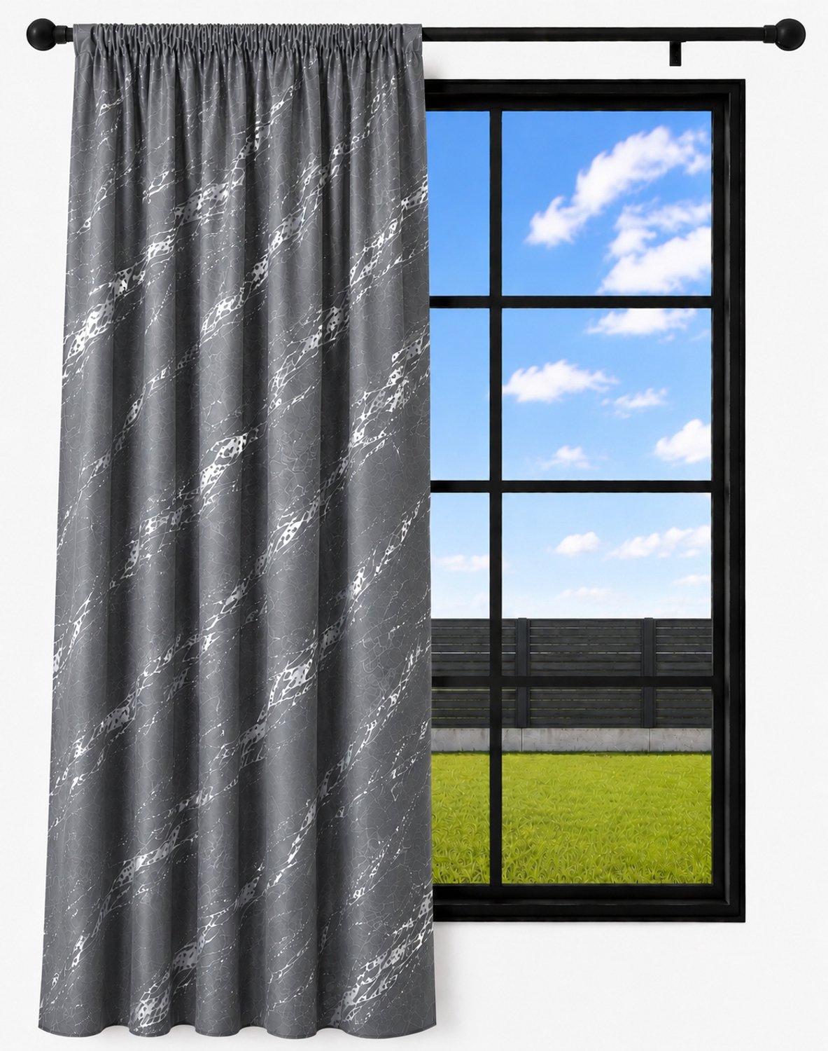NOW-ART Luxe Velours Gordijn 140x240cm - Marmerlook Grijs met Zilver