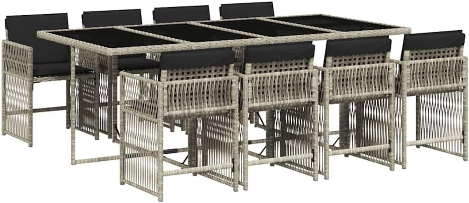 Eetkamerset van PE-rotan, Tuintafel met Stoelen en Kussens, Ruimtebesparende Zitset voor Terras, Balkon, Buitenwoonkamer, Eetkamer (Lichtgrijs #26)