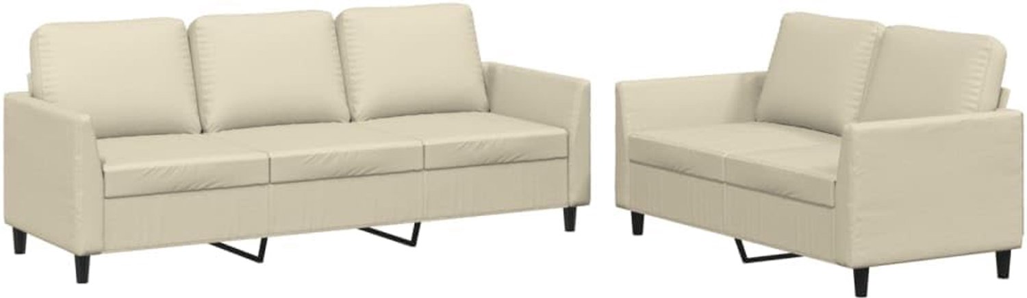 2-delig. Sofa set met kussen crème kunstleer woonkamer bank kantoor sofa slaapkamer sofa lounge sofa voor woonkamer, slaapkamer, logeerkamer