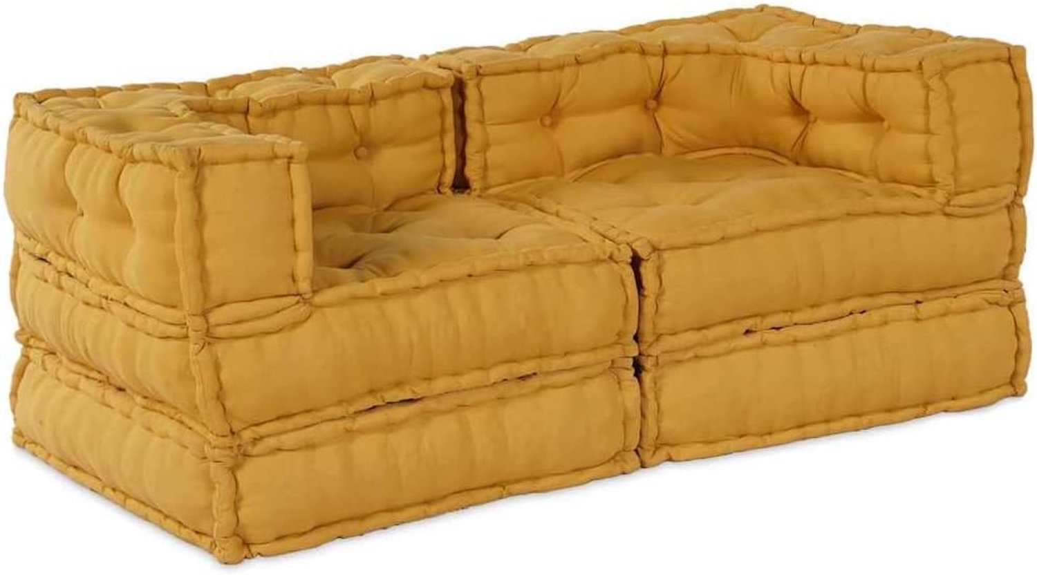 Stoffen bank set van 2 geel 140x70x56 cm