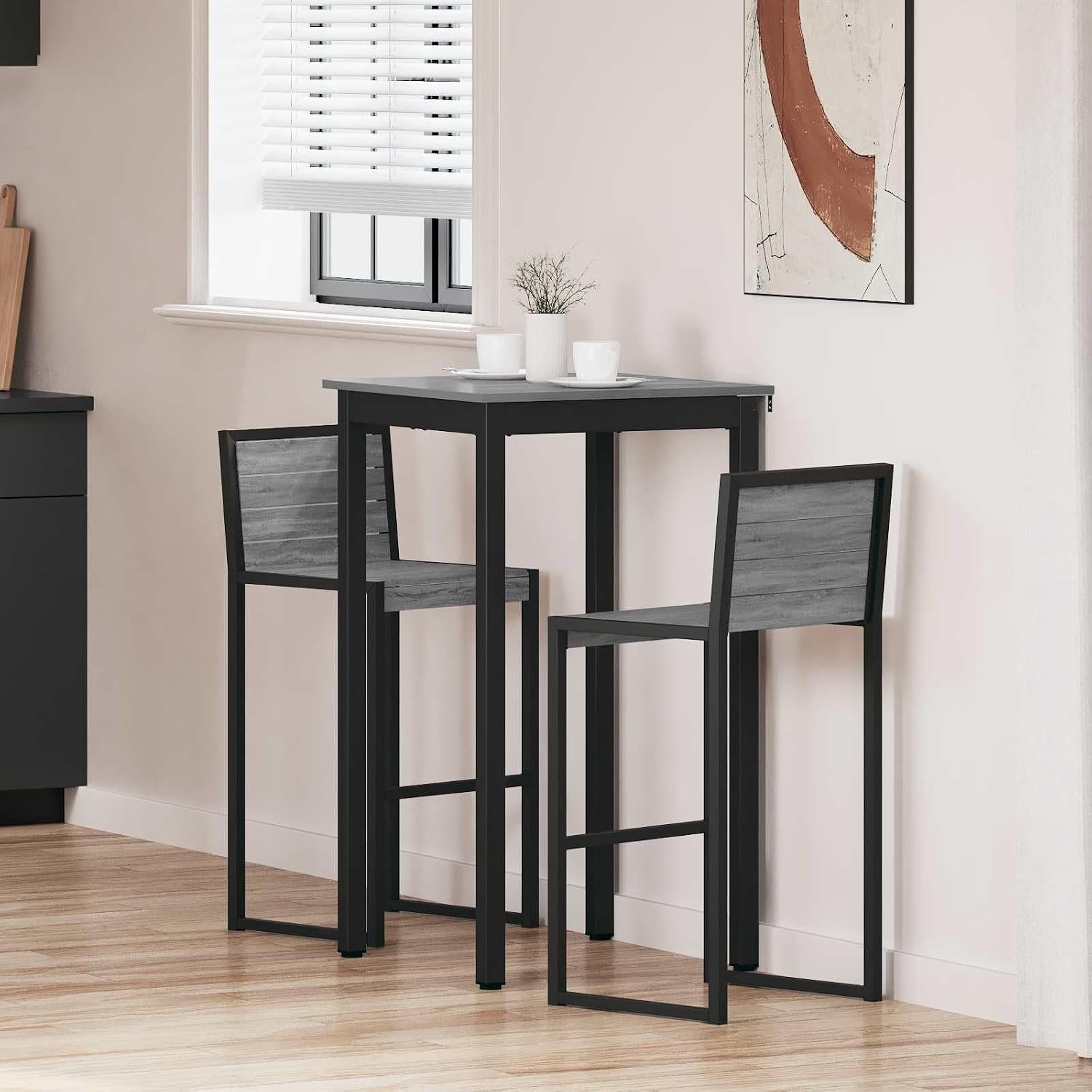 Hout Rechthoekige eettafel Modern Grijs sonoma 60x60x105 cm