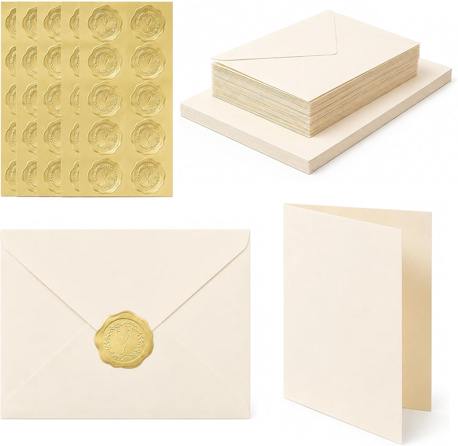 Set van 50 blanco kaarten en enveloppen – Klassieke envelop met omslagflap