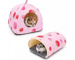 Cavia-huis en tunnel set van 2 (aardbeien)