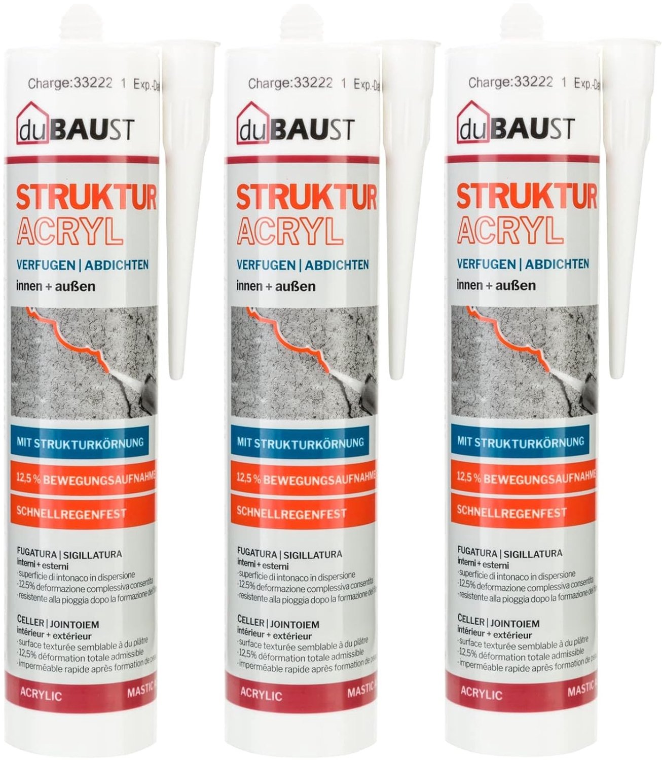 Acrylkit 310ml - Textuur 12.5% - Weerbestendig - Geschikt voor binnen en buiten - Homevero
