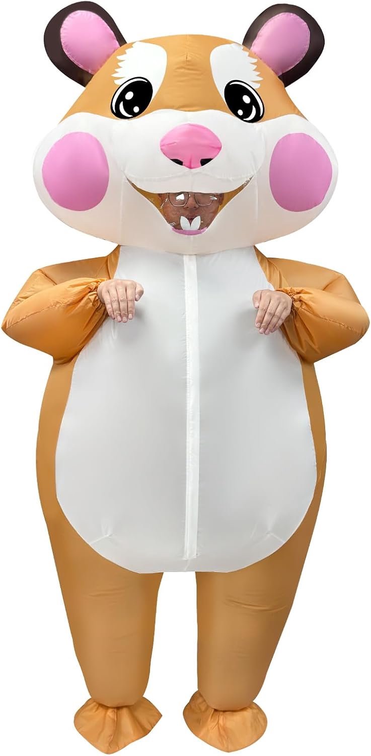 Opblaasbaar hamsterkostuum voor volwassenen en kinderen, grappige dierenhamster, opblaasbaar kostuum voor Halloween, cosplay, feest, mannen en vrouwen, grappig kostuumfeest