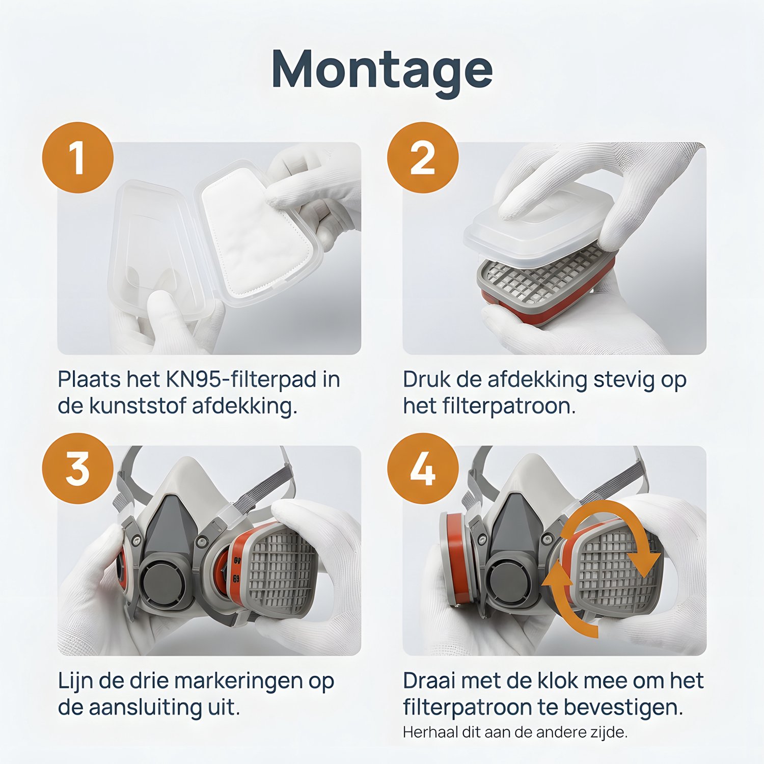 Halfgelaatsmasker met Filters en Veiligheidsbril - 15-delige Ademhalingsbescherming Set met Dubbel Filtersysteem, 10 Filterpads en 2 Filterhouders - Verstelbaar Masker voor Schuren, Spuitwerk, Werkplaats en Renovatie - Grijs - Gasmasker