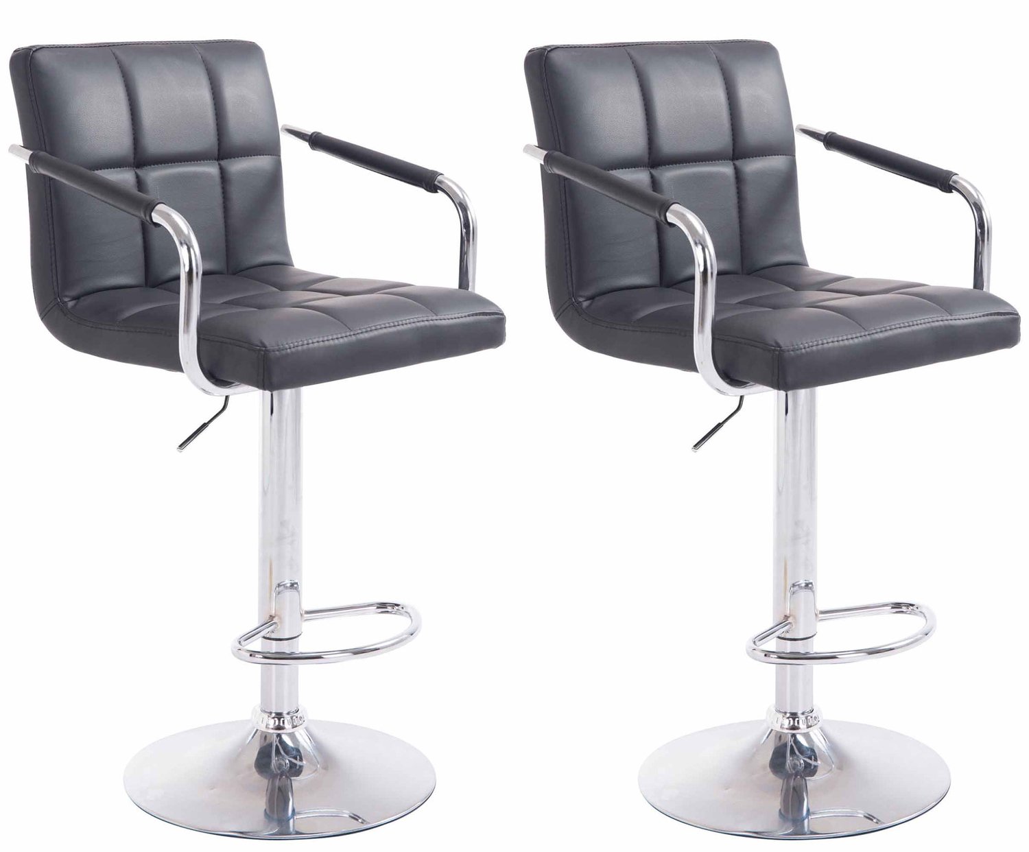 Luxe Comfort Barkruk - Set van 2 - Verstelbaar - Zwart zwart chroom
