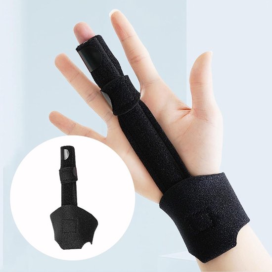Vingerbescherming en spalk voor middelste vingers, ondersteuning bij artrose, stabilisatie en bescherming van vingers met bandages en lussen — afbeelding 3