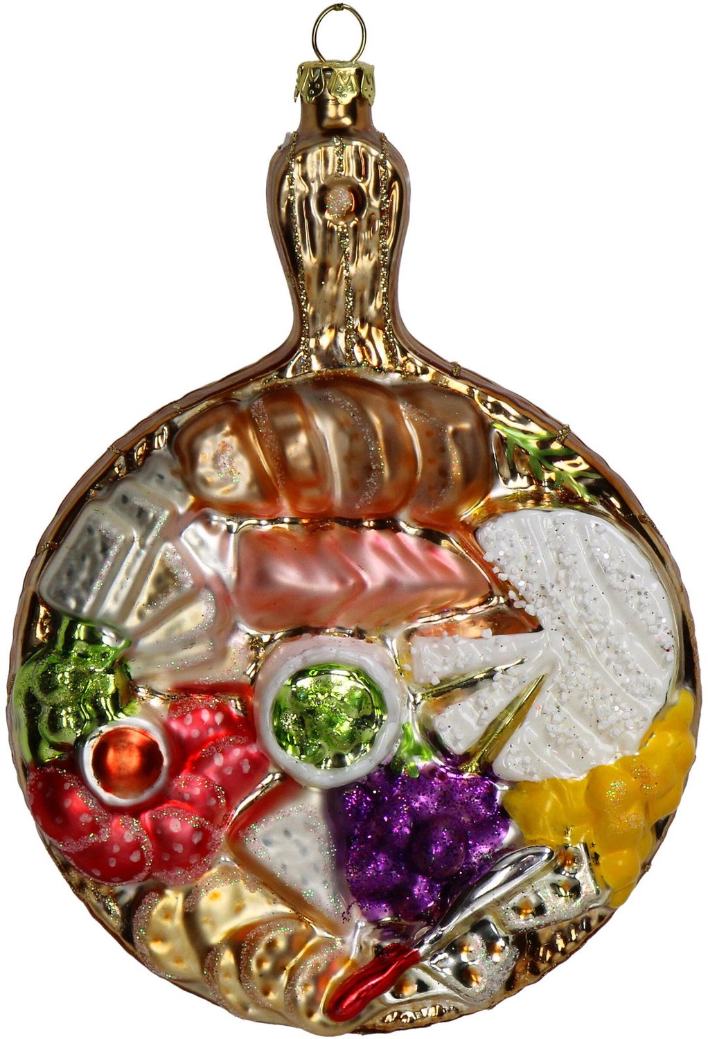 HD Collection Ornament kerstbal Cold Cuts Plaat Glas Multi 14.5 cm HD Collection